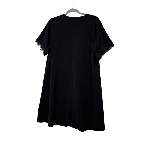 COS T-Shirt Dress Women's Large Short Sleeve Lace Crochet Trim LBD - Picture 3 of 7